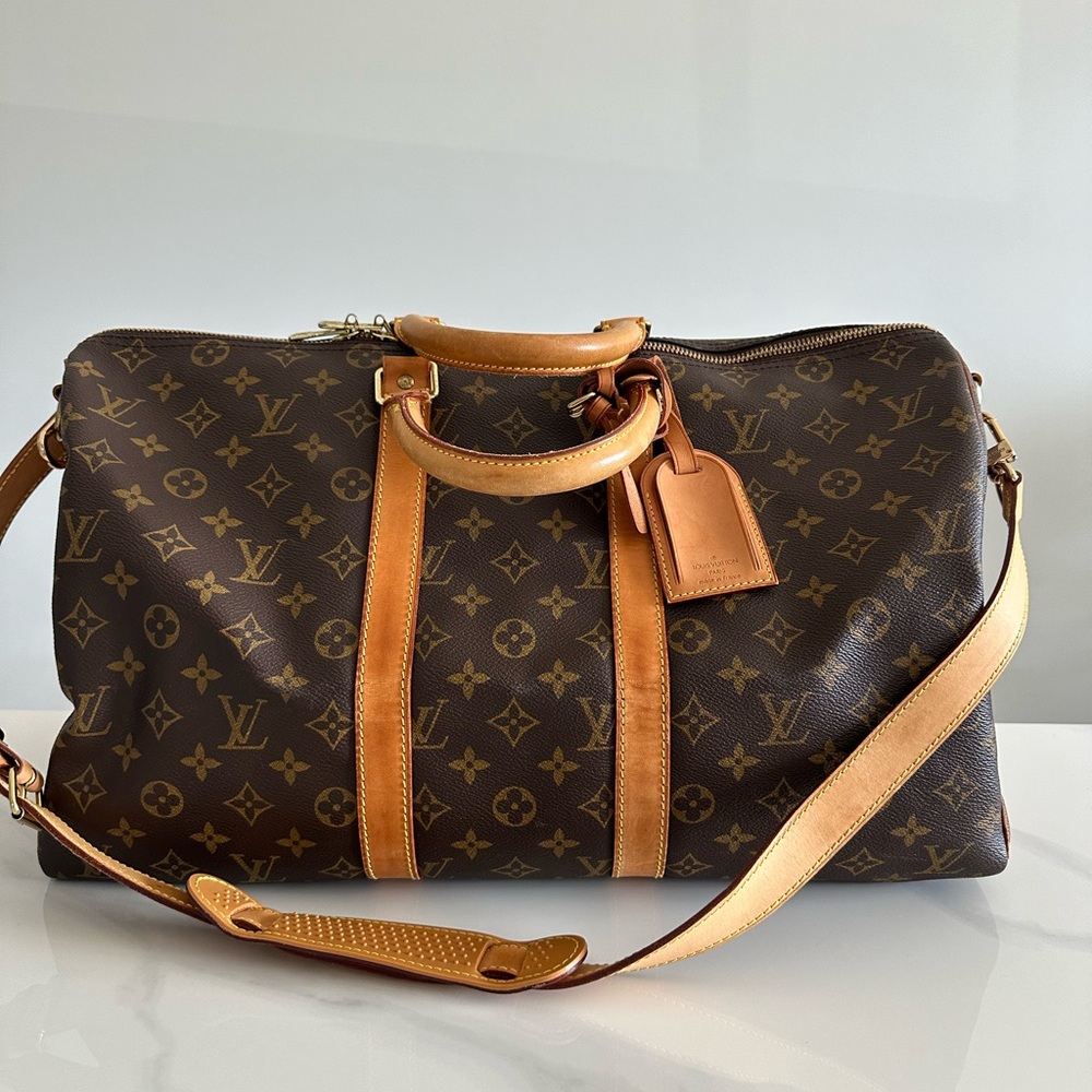 Louis Vuitton Brown and Tan Monogram Duffel Bag